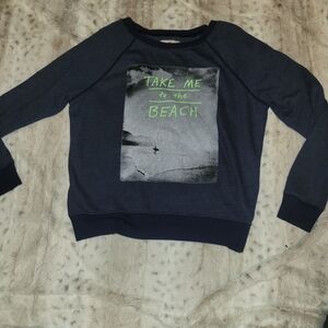 American Eagle Outfitters Dark Blue Graphic Crewneck Sweater